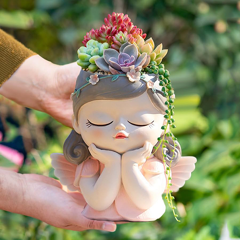 Gardening Tools Cute - 배수 구멍이있는 7 인치 귀여운 천사