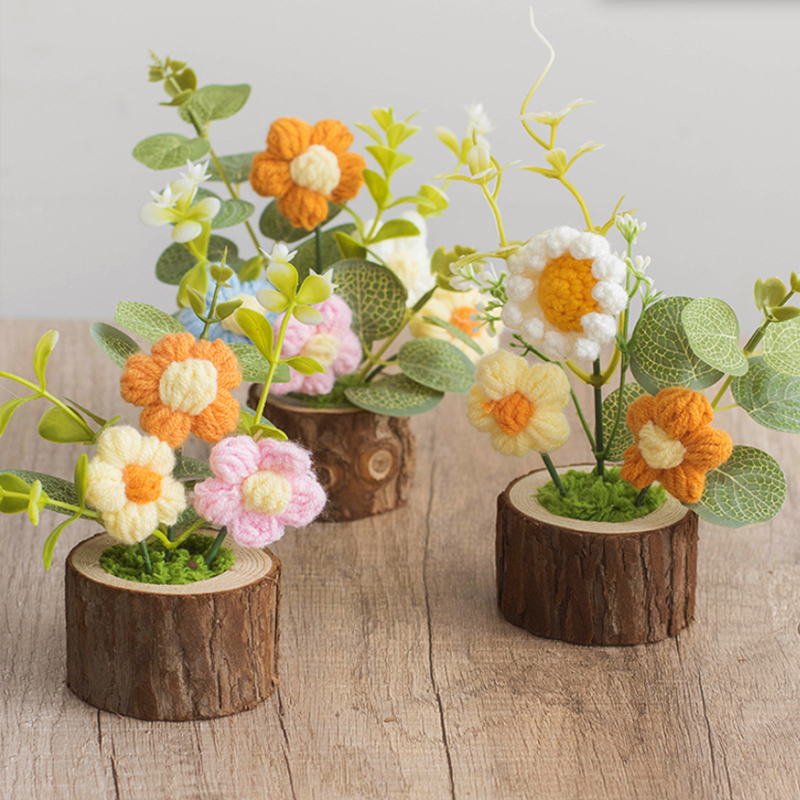 Gardening Tools Cute - 1개입 크로셰 꽃 귀여운 뜨개질 꽃