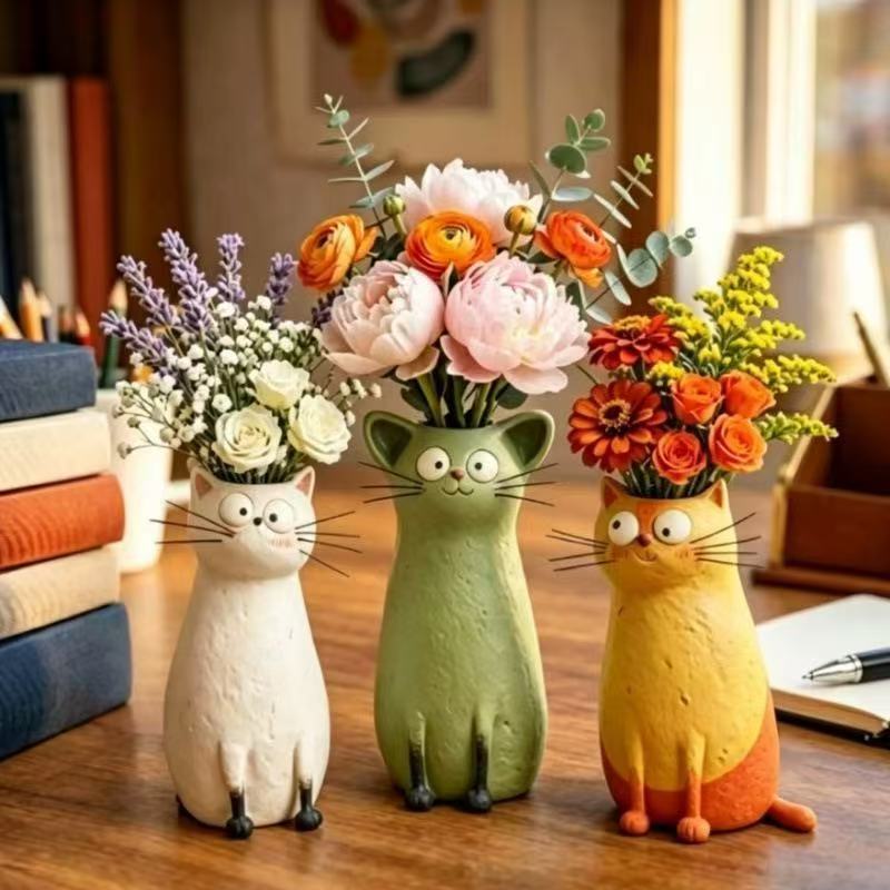 창의적인 레진 고양이 화병, 독특한 동물 피규어, 귀여 - Gardening Tools Cute 리뷰 및 가격