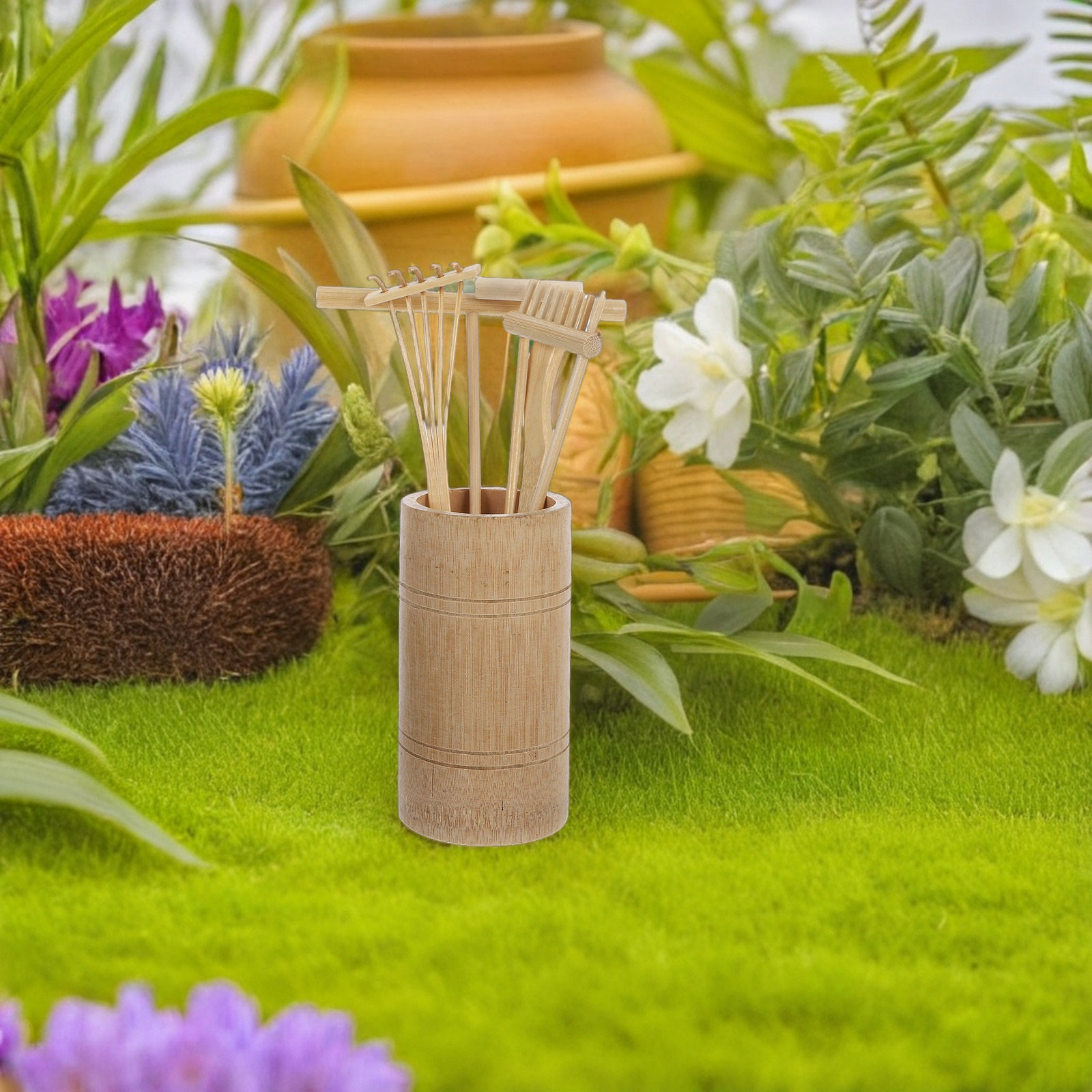 1세트 젠 샌드 가든 레이크 키트 대나무 미니 도구 책 - Gardening Tools And Accessories 리뷰 및 가격