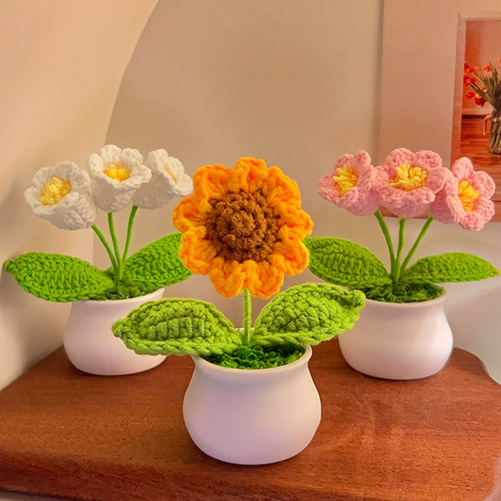 크로 셰 뜨개질 꽃 귀여운 작은 화분에 심은 꽃 크로  - Gardening Tools Cute 리뷰 및 가격