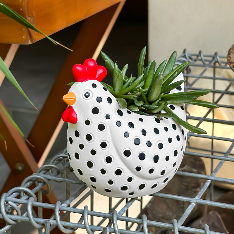 재미있는 점무늬 닭 모양 화분 귀여운 수탉 모델 화분  - Gardening Tools Cute 리뷰 및 가격