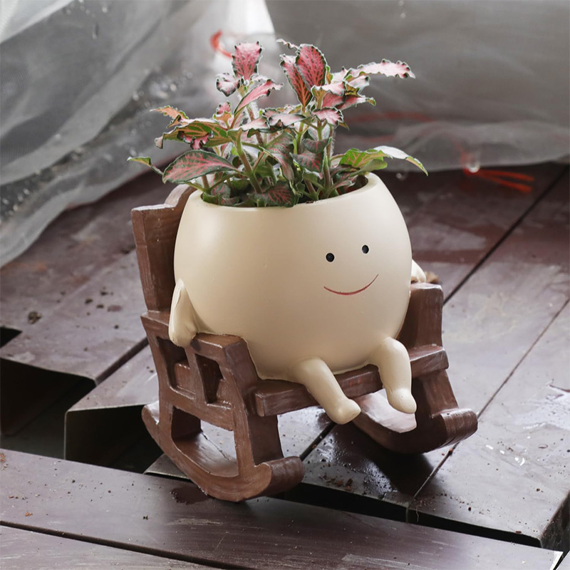 미니 흔들의자 스마일리 페이스 화분, 창의적인 다육식물 - Gardening Tools Cute 리뷰 및 가격
