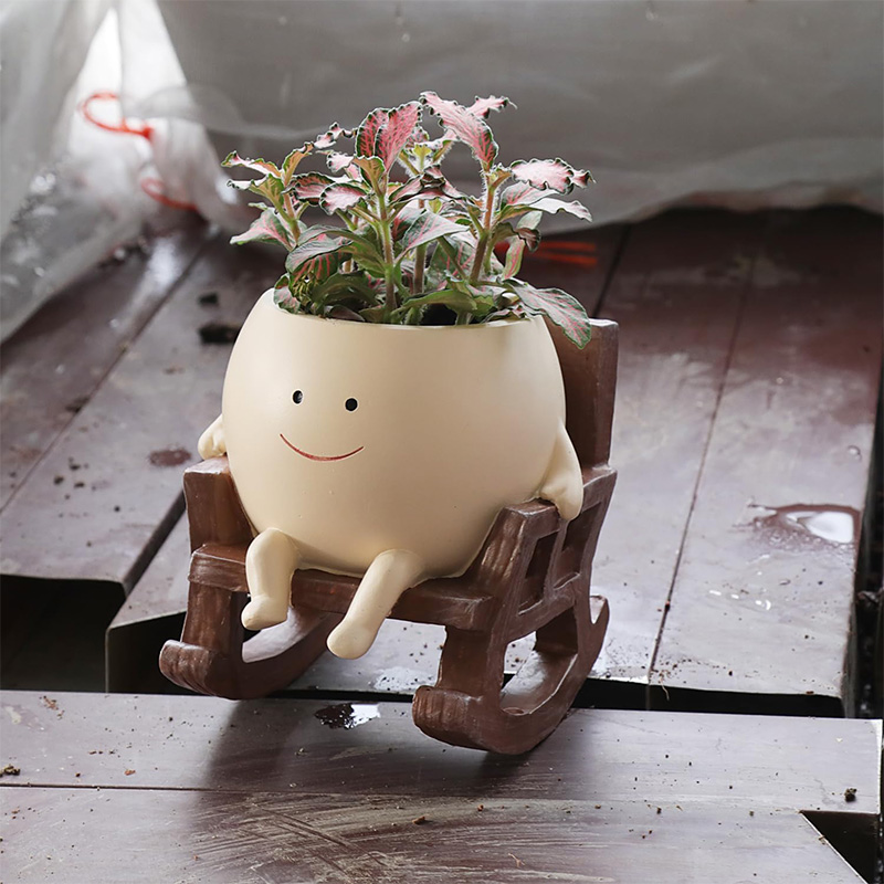 미니 흔들의자 스마일리 페이스 화분, 창의적인 다육식물 - Gardening Tools Cute 리뷰 및 가격